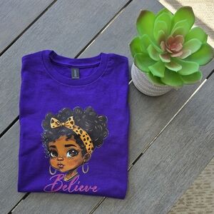 NWOT-Kids Purple "Believe" Girl T-Shirt – Positive Vibes Casual Shirt
